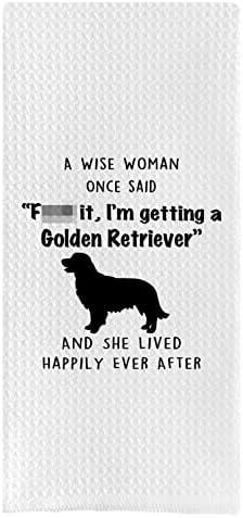 DOTAIN Citações de cães engraçadas interessantes Fee estou recebendo um golden retriever waffle tecer pano de pano de pano, fofo retriever