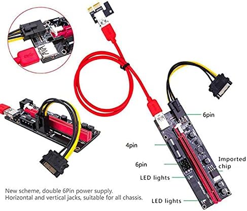 Conectores colorido USB 3.0 PCI -E RISER VER 009S Express 1x 4x 8x 16x Extender Riser Adaptador cartão SATA 15pin a 6 pinos Cabo de alimentação -