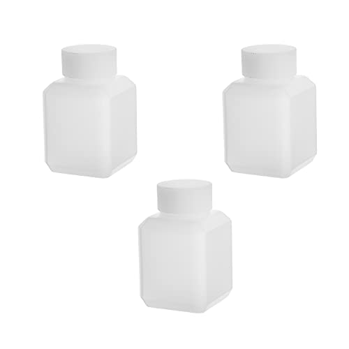 Bettomshin 3pcs 40ml PE Garrafas de plástico, amostra larga da malha de laboratório de vedação Contêiner de parafuso de parafuso branco quadrado translúcido quadrado