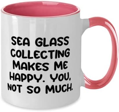 Presentes de coleta de vidro do mar para amigos, vidro do mar, vidro do mar inspirado coletando dois tons caneca de 11 onças, xícara de amigos, vidro de praia, jóias de vidro do mar, arte de vidro do mar, artesanal, presente exclusivo