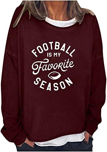 Futebol é minha estação favorita blusas para mulheres camisa de manga comprida tops casuais letras imprimir pullover