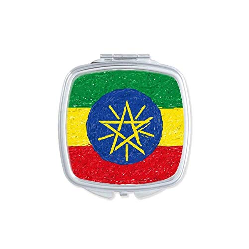 Stripes Etiópia Bandeira Crayon Desenho Espelho Portátil Compact Pocket Maquia