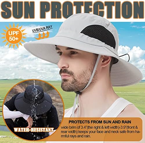 Sireck Sun Hat for Men Mulher, UPF50+ Chapéu de pesca, Chapéus de Proteção ao Sol Chapéus largos Chapéu de safari Boonie