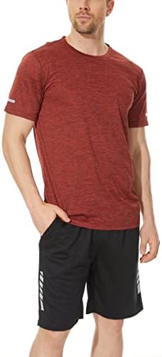 MagComsen 3 pacote masculino de manga curta Camisa Crew pescoço rápido seco esportivo camisetas de ginástica de ginástica