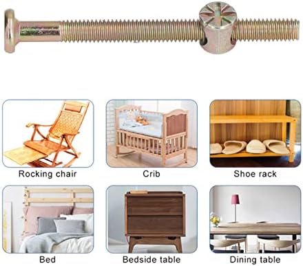 Hardware de parafuso de berço, 10 conjuntos de leito de bebê parafuso de berço m6 galvanizado aço inoxidável hexade