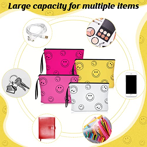 8 PCs Smile Smile Face Makeup Bag Sacos estéticos de cosméticos para mulheres Travel Smile Bags