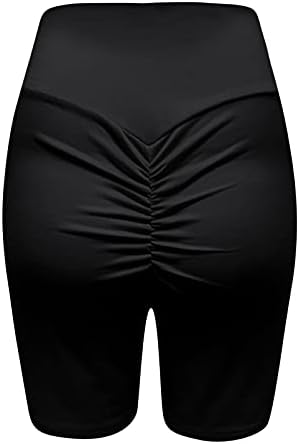 Shorts de moto de cintura transversal feminina shorts de barriga de controle de barriga v cruzamento branquey tingra macia corante opaca de ioga de ginástica shorts