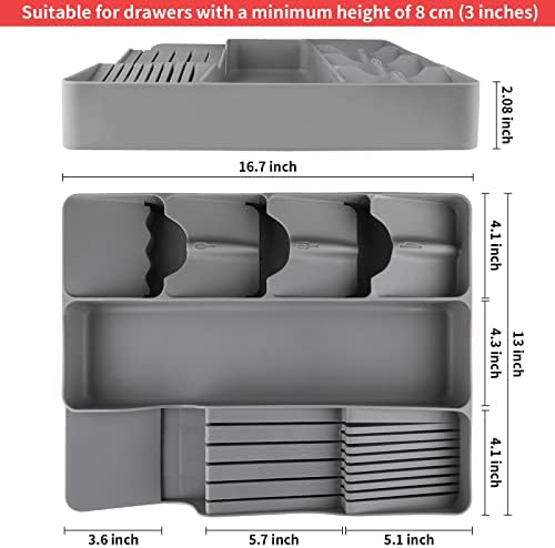 Organizador de talheres de Houmeso para gaveta de cozinha Organizador de utensílios de utensílios de armazenamento Organizador