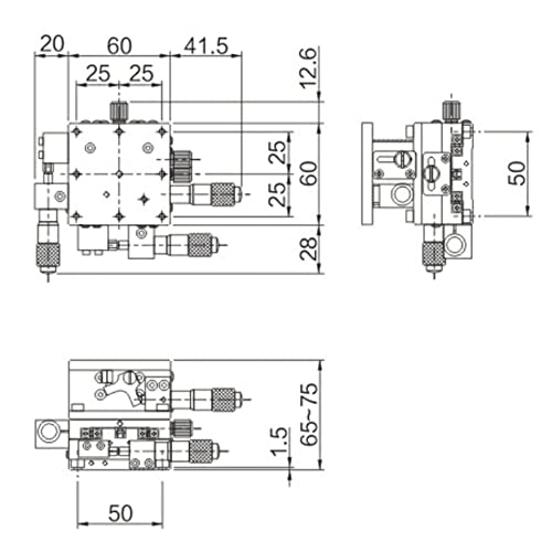 Kimllier 60x60mm xyz estágio linear 3 Manual do eixo Manual de mesa deslizante Plataforma de rolamento