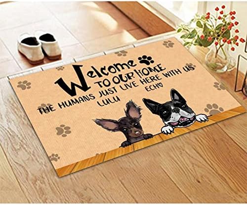 Bem -vindo à nossa casa, os humanos apenas moram aqui com o tapete de cozinha de cozinha, nome de cachorro personalizado