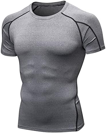 Camisa de compressão Homens, masculino de manga curta Executando as camisas atléticas de ginástica