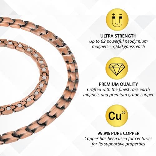 Colar magnético de cobre Magnetrx® - colar magnético ultra resistência - colar de cobre puro de 99,9% com ímãs