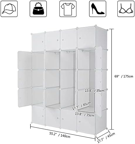 20 armário de armazenamento de cubo de plástico Multifuncional, branco