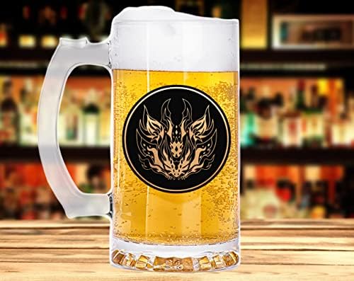 MHW Xeno'jiiva Glass Caneca de cerveja. Caneca de cerveja MHW personalizada. Caneca para jogadores. Tankard. Presente para ele. Presente de jogador de glass de Stein Glass. Presente para o marido #646/0,5L/17 onças