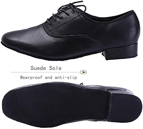 BEIBESTCESTCOAT Men's Classic Lace-up Sapatos de dança de couro modernos sapatos de dança, preto
