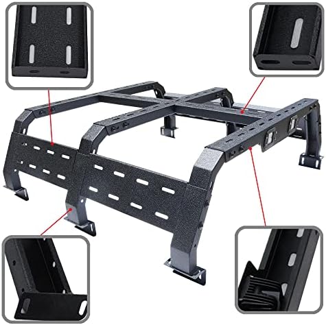 Longsun Truck Bed Rack Pickup Cargo Transportador para 2002-2022 Dodge Ram 1500 | 2014-2022 Chevy Siverado 1500 | 2015-2022