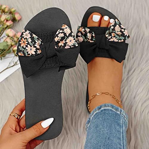 Nascido sandálias femininas 6 chinelos para mulheres senhoras verão boêmio decoração de arco sandálias abertas de pé de sapatos casuais sandálias de mulher