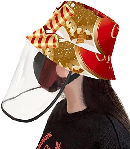 Chapéu de proteção para adultos com escudo facial, chapéu de pescador anti -sun tap, decoração de vermelho de Natal vermelho