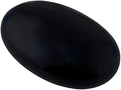 pacote mookaitedecor - 2 itens: obsidiana negro Yoni Eggs Conjunto de 3 & Black Obsidian Pocket Palm Stone Stones para