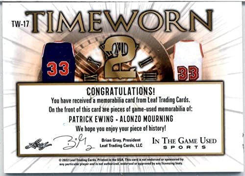2022 Leaf no jogo usou TW-17 Patrick Ewing Alonzo Game de luto usado Jersey 10/20 Cartão de negociação de basquete