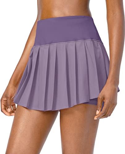 Saia de tênis plissada de feminina Santiny 4 bolsos de cintura alta com shorts Skorts de golfe atlético para mulheres