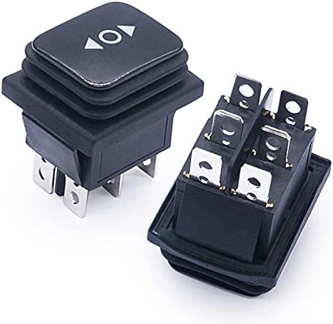 Zlast 2pcs impermeável interruptor momentâneo de roqueiro 6 pinos （ON） OFF （ON） 3 Posição Black 250V/16A 125V/20A