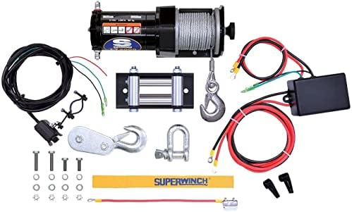 Super#Winch 1120210 LT2000 12V DC ECCH ELÉTRICO 2.000 LB/907KG PULL UMA LINHA com rolo, 5/16in. x 50 pés. Cabo de aço, remoto de mão com fio, interruptor do guidão