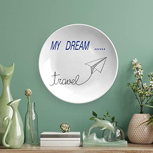 Placa decorativa de cerâmica de sonho de viagem de avião de papel com exibição Stand pendurada no aniversário personalizada casamento