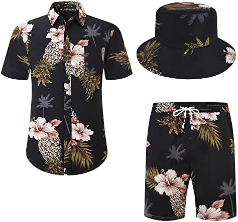 Camisa Hawaiiana McDar e Pai Curto, Son Combinando Roupas de férias Define ternos casuais para baixo da praia com chapéus