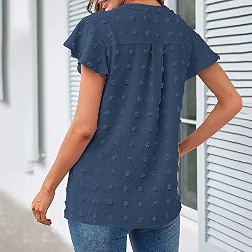 Blusas femininas elegantes bobinas curtas de manga curta DOTS DRESTY CAMISTA DO CAMISTA V TUNICA DE TUNIC