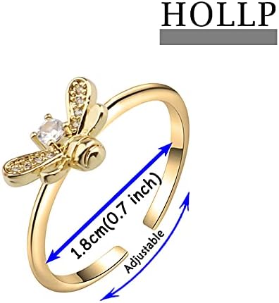 Hollp Bee Butterfly Open Ring Animal Anéis de Mel Presentes de Jóias para Mulheres Meninas