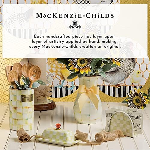 MacKenzie-childs pergaminho Verifique o titular de utensílios de esmalte, titular fofo para utensílios