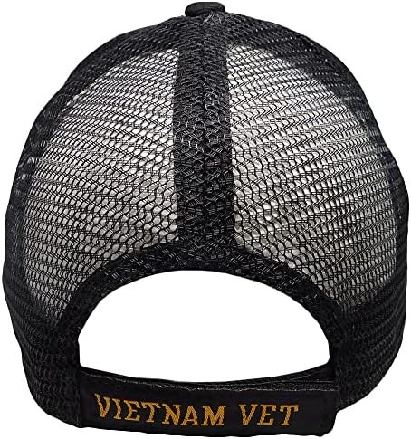 Vietnã Vet Vet Ribbon Mesh Crucker preto acrílico ajustável Bonga bordada e touca de beisebol