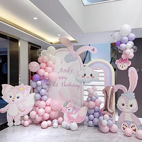 Kit de balões rosa roxo pastel, kit de arco de balões de balões roxo e rosa 94pcs para decorações de aniversário para