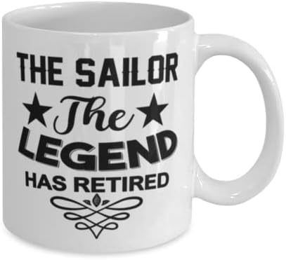 Caneca de marinheiro, a lenda se aposentou, idéias de presentes exclusivas para marinheiro, copo de chá de caneca de café branco