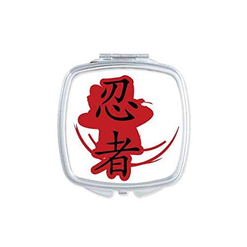 Japão Ninja Palavras Esboço Ilustração Espelho Portátil Compact Pocket Maquia