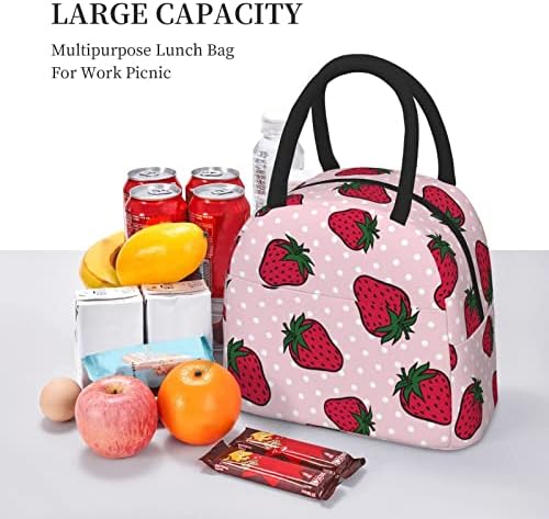 Strawberry OPLP com pontos Lunhana grande Capacidade Capacidade Refeição Preparação de bolsa isolada Recipiente de almoço reutilizável