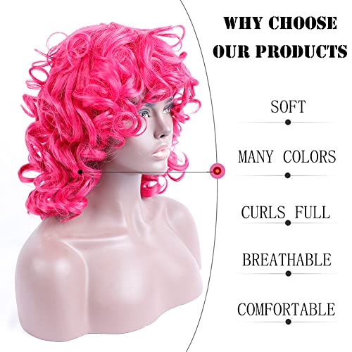 Kavsni Wigs Curly para mulheres negras curtas suaves peruca encurralada com franja sintética enlouquecem perucas de cabelo