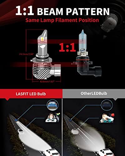 LASFIT 9005 9006 Kit de lâmpada LED combinada, 2023 Upgrade HB3 HB4 Lâmpadas LED LED, 9006 9005 lâmpada para luz baixa e nevoeiro, 6000k White, sem ventilador, tamanho mini, plug-and-play reposição de halogênio, pacote de 4