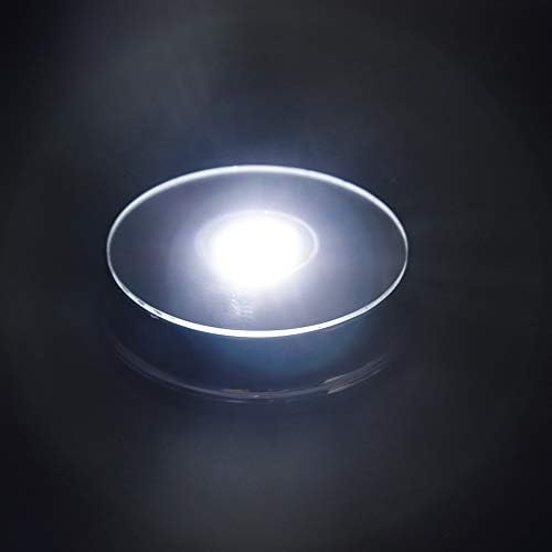 Phooso LED Silver Display Base- Estátua de vidro de cristal Mercadoria Display Stand- Luz branca Display Stand Powered por 3 baterias AAA （pacote de 2）