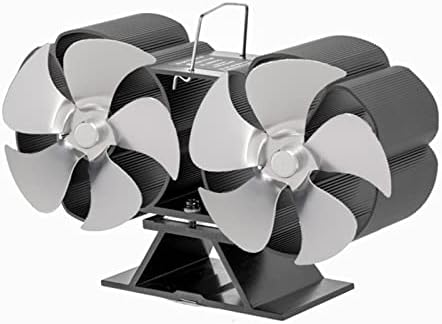 Fã do ventilador de fogão Fan de cabeça dupla 10 lâminas de fogão alimentado por calor alumínio eco-amigável silencioso para o queimador