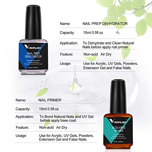 Venalisa 15ml Gel Achaness, primer sem ácido e preparação de unhas desidratadas em gel de unha-unhas de unhas manicure manicure manicure diy em casa, 0,53 oz