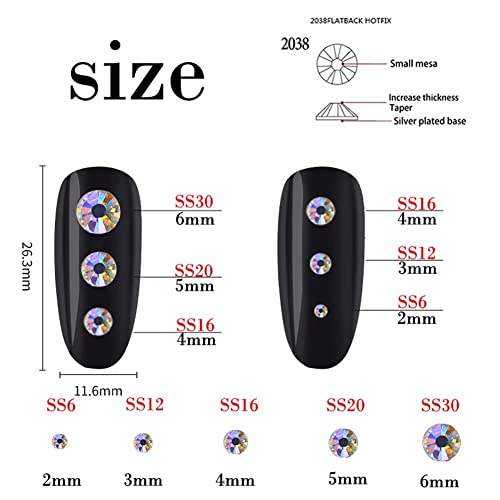 3000 peças ss6 2mm strass plana de óculos transparentes gemas redondas cristais ab para as unhas artesanato diy roupas de brilho