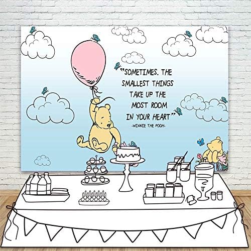Cenário de vv winnie the pooh baby chuveiro cenário para menina 7x5 balão rosa borboleta feliz aniversário pooh urso fundo 1º