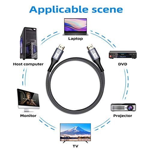 Cabo Yurnero DisplayPort 144Hz, Cabo DP 10ft ， [4K@60Hz, 2k@165Hz, 2k@144Hz] Cabo de monitor de alta velocidade de alta velocidade banhado