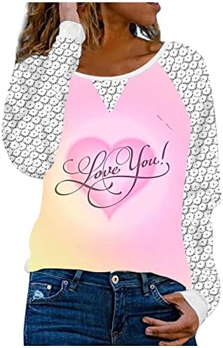 WordArt I Love You Tops Moda feminina Camisas de manga comprida meninas adolescentes