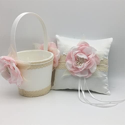 GFDFD Rússico turlap renda com flor das cestas de cesta de cesta de renda Flores Flores Anel Pofre de travesseiro Decorar