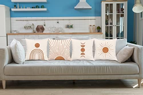 Resumo minimalista Boho Sunset Sunrise Sun e Moon Rainbow Paisagem Caso de almofada de travesseiro decorativo de