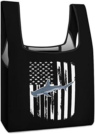 Sacos de mercearia reutilizáveis ​​de tubarão -martelo de bandeira americana