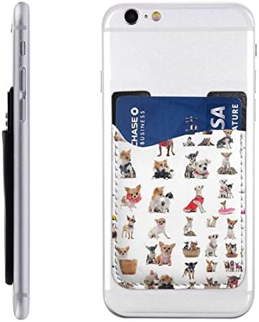 Fofo chihuahua pug padrão de telefone portador de cartão de couro PU CASO DE CARTO DE CARTO DE CARTO DE CARTO DE CARTO DE